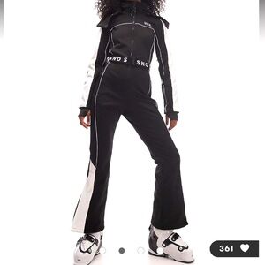 NWT Topshop snow ski suit with skinny flares in black